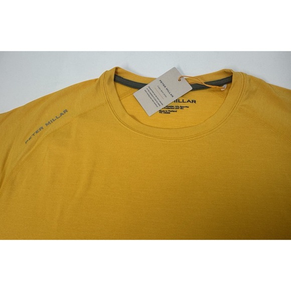 NWT Peter Millar Aurora Performance Tee Shirt S/S Chutney Yellow LARGE $80 - Picture 1 of 8